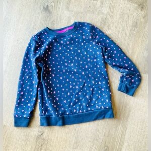 Cat & Jack Navy Sweatshirt w/ Pink Hearts Medium 7/8